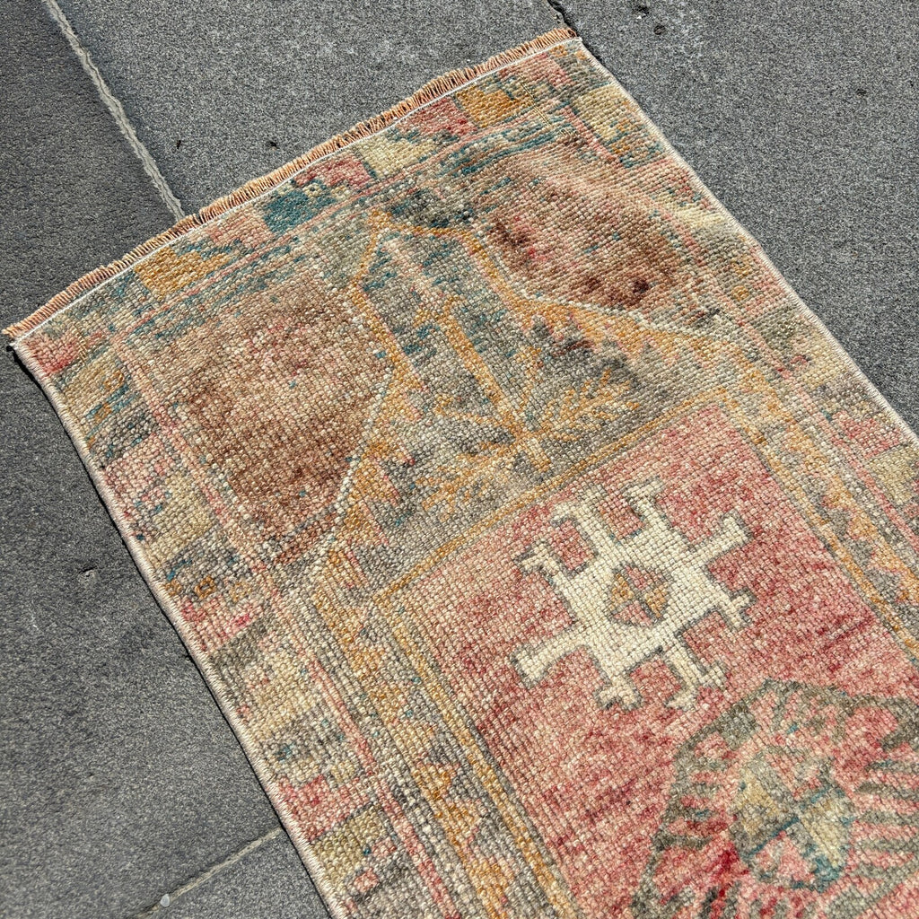 Vintage Turkish Mini Rug 1.4 x 3.2 ft