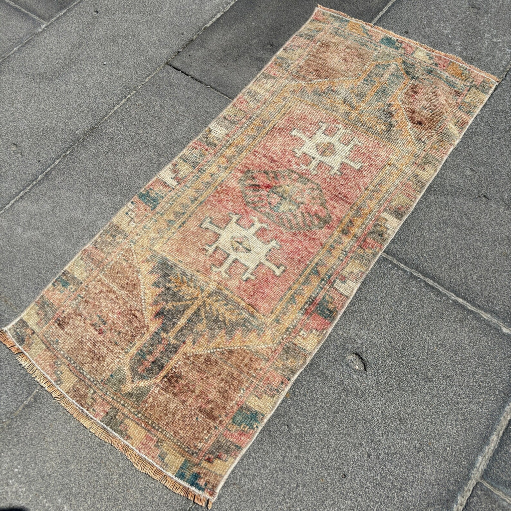 Vintage Turkish Mini Rug 1.4 x 3.2 ft