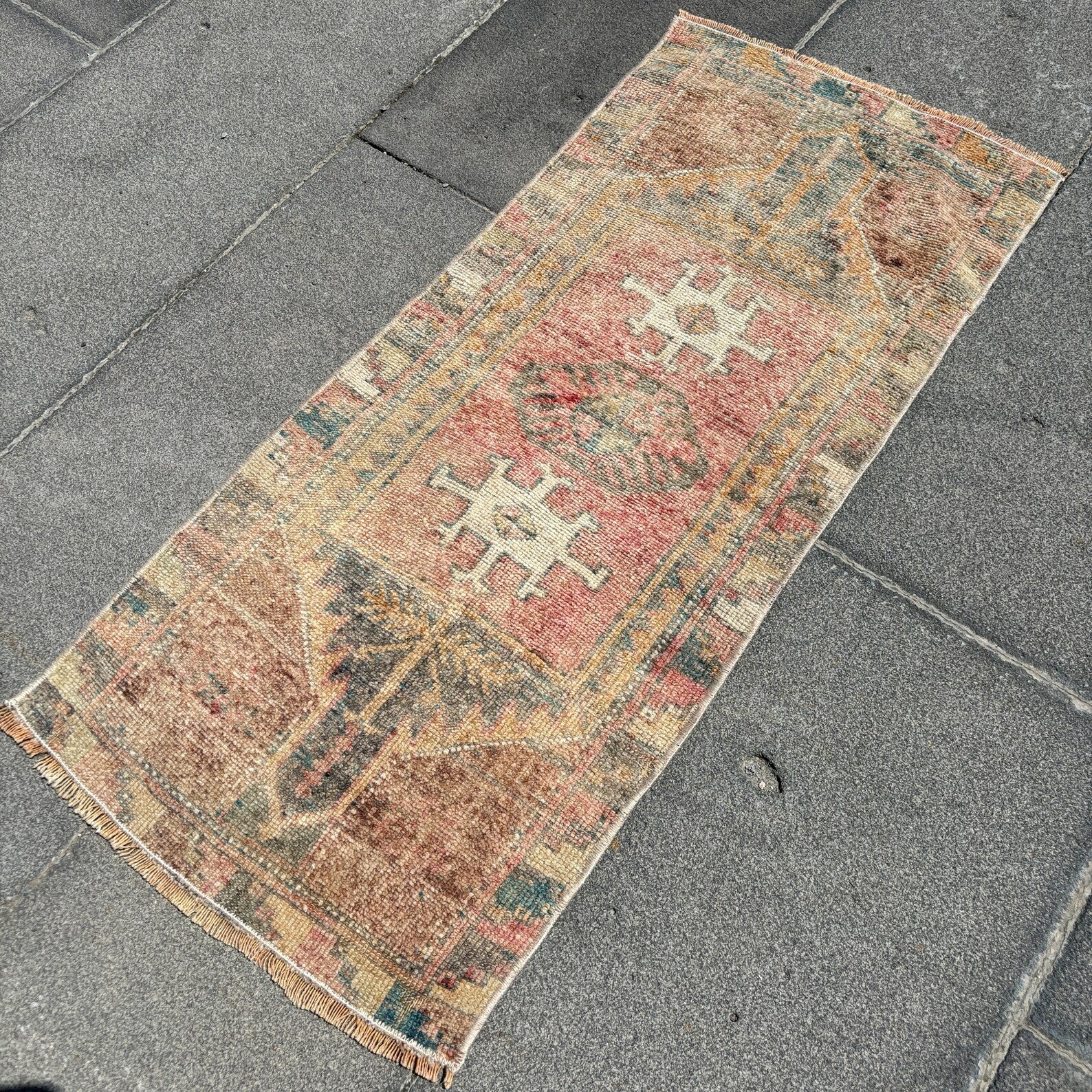 Vintage Turkish Mini Rug 1.4 x 3.2 ft