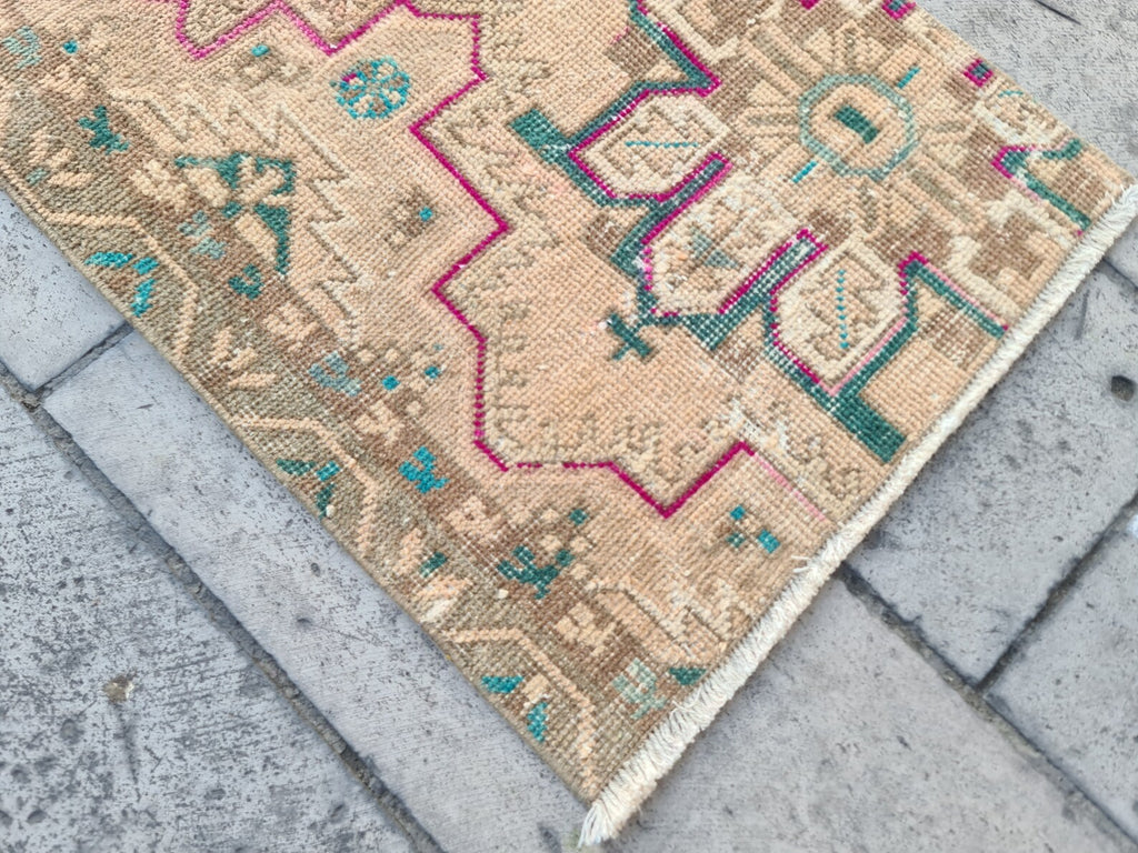 Vintage Turkish Mini Rug 1.9 x 3.7 ft
