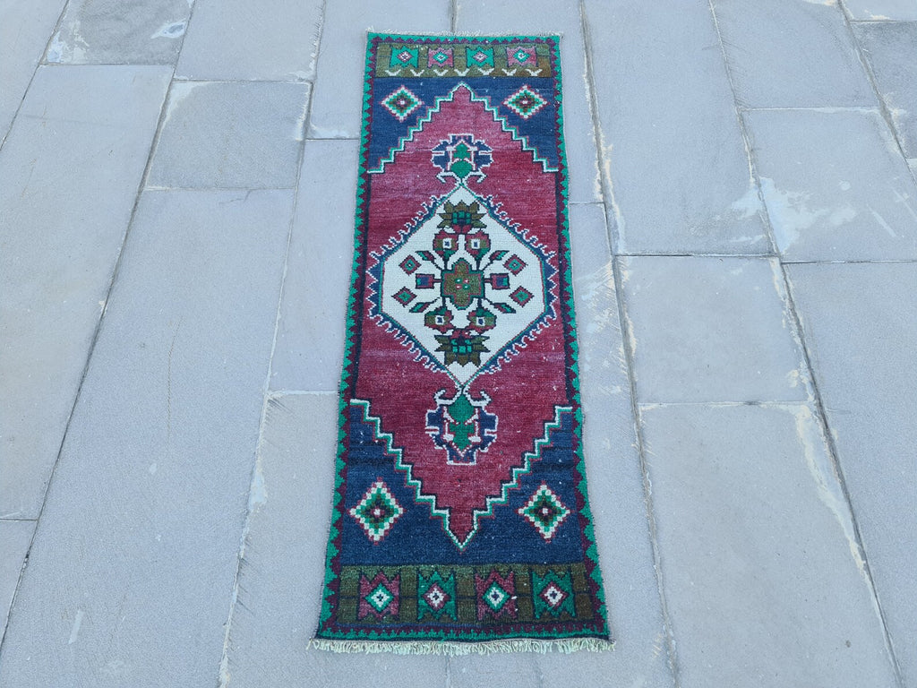 Vintage Turkish Mini Rug 1.4 x 4.2 ft