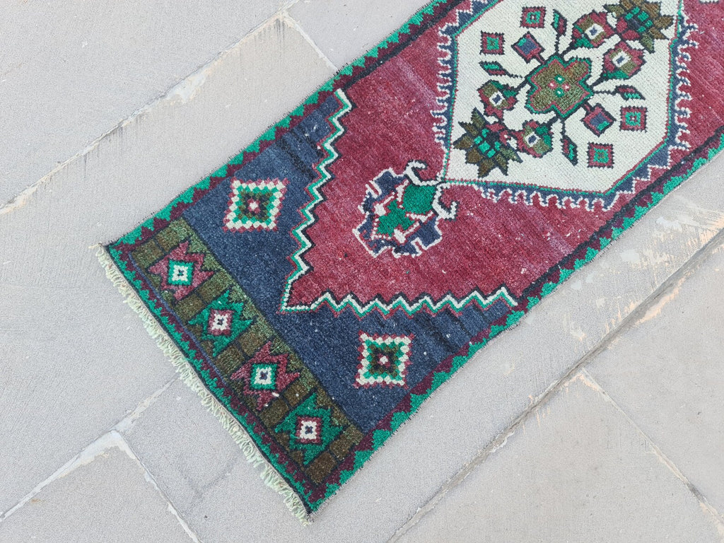 Vintage Turkish Mini Rug 1.4 x 4.2 ft