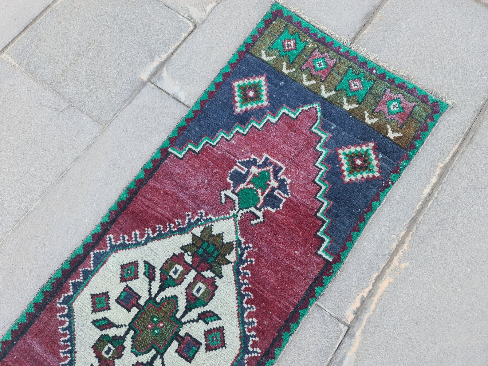 Vintage Turkish Mini Rug 1.4 x 4.2 ft