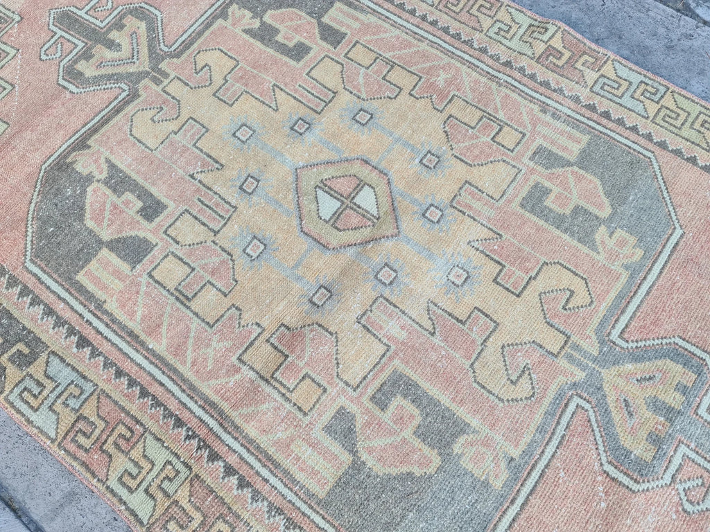 Vintage Turkish Accent Area rug 4 x 8.3 ft