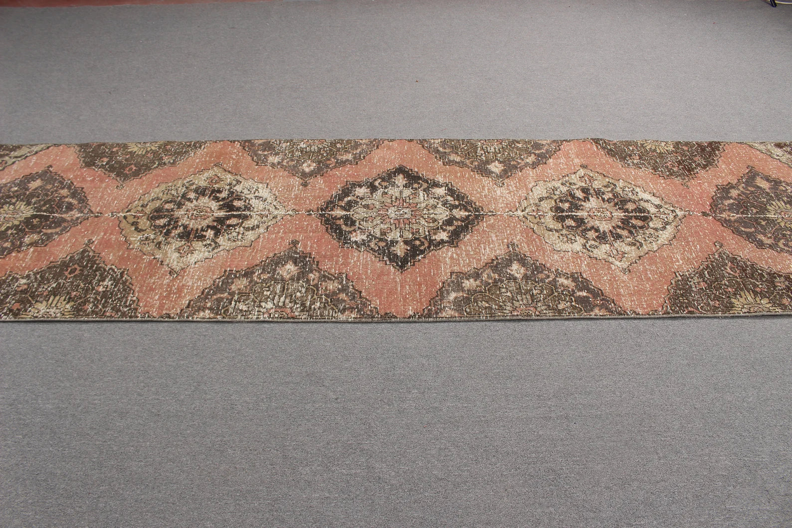 Vintage Turkish Runner Rug 3.2 x 12.1 ft