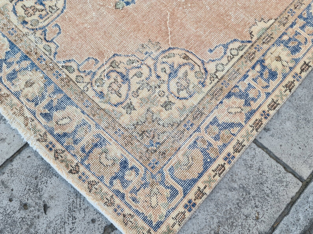 Vintage Turkish Accent Area rug 3.7 x 7.2 ft