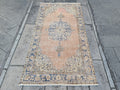 Vintage Turkish Accent Area rug 3.7 x 7.2 ft