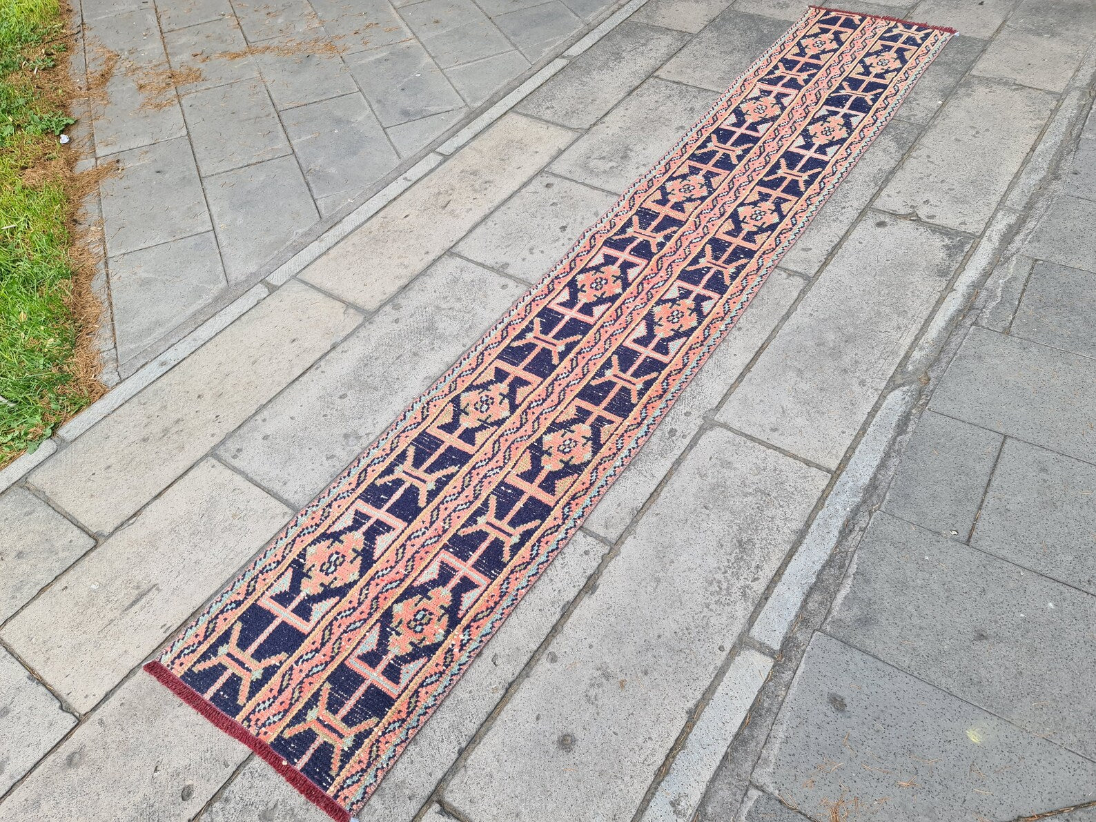 Vintage Turkish Runner Rug 1.7 x 10 ft