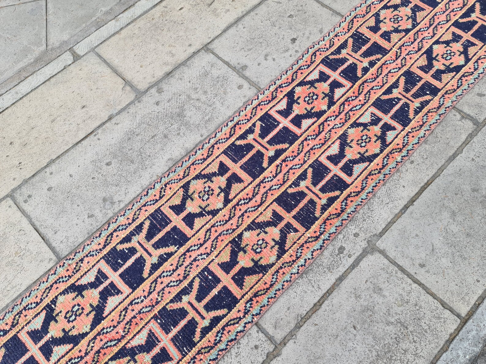 Vintage Turkish Runner Rug 1.7 x 10 ft