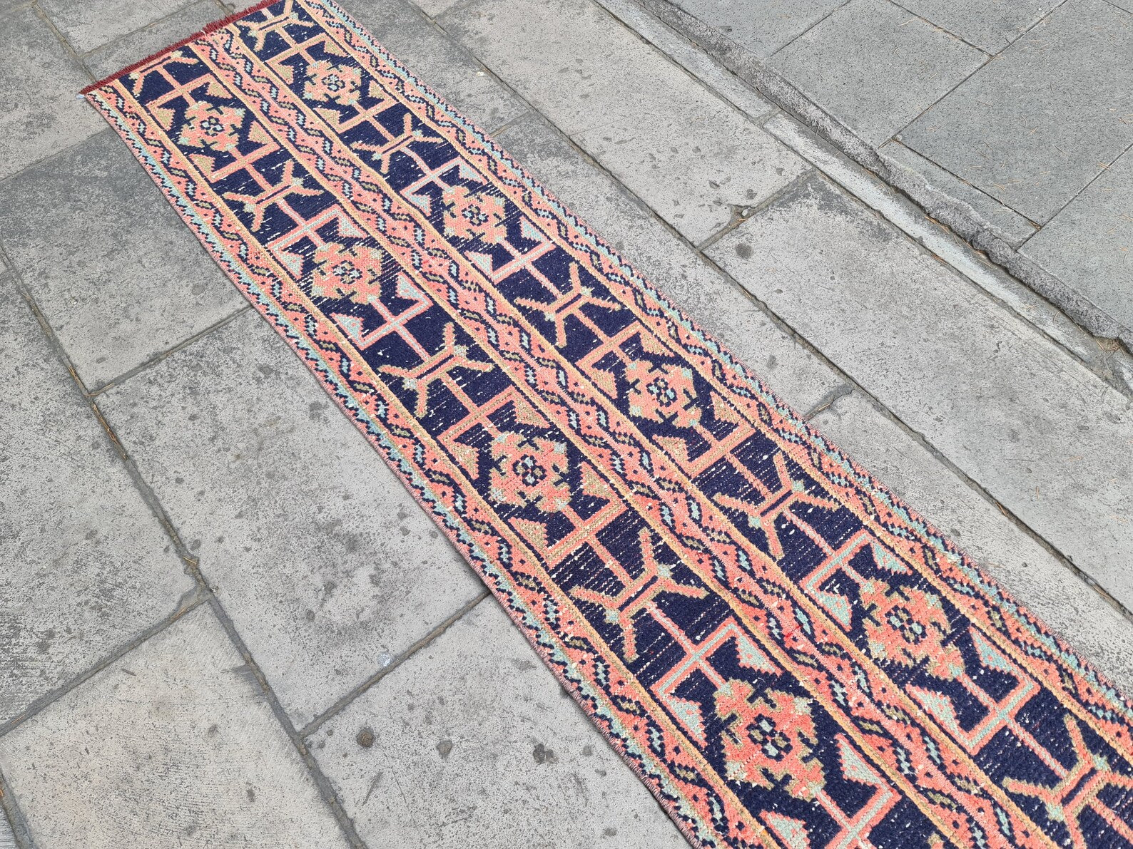 Vintage Turkish Runner Rug 1.7 x 10 ft