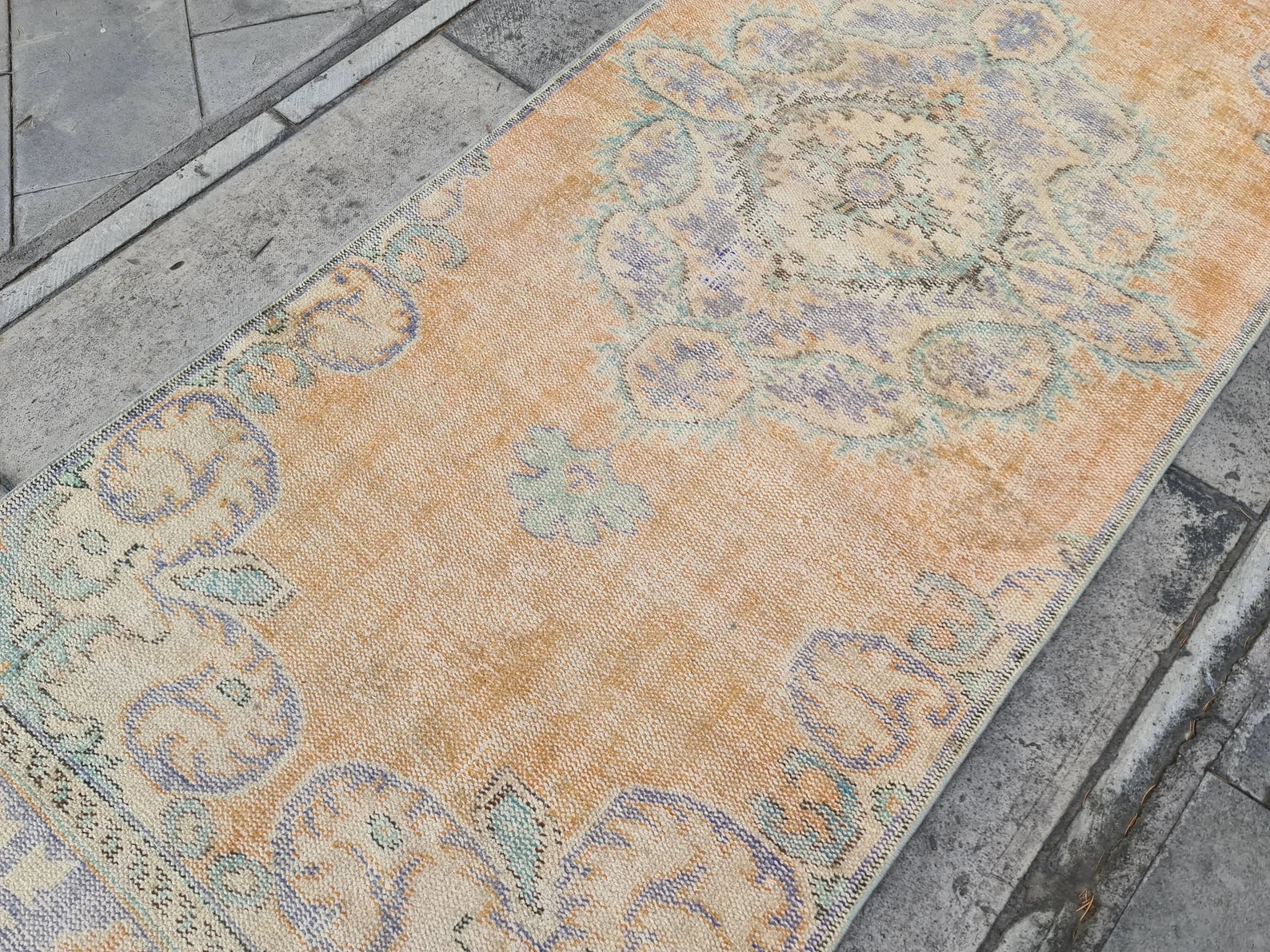 Vintage Turkish Runner Rug 3.8 x 10.4 ft