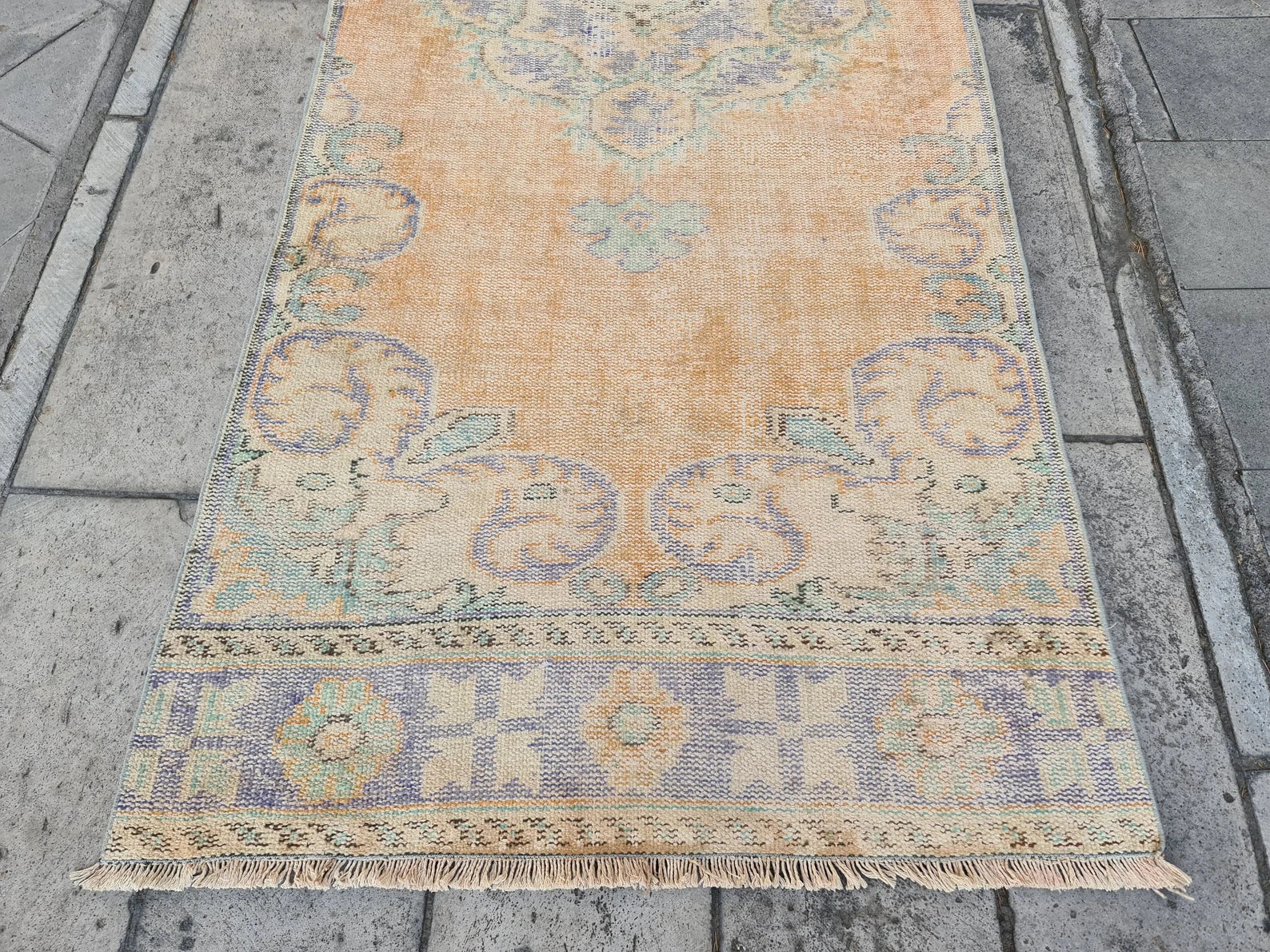 Vintage Turkish Runner Rug 3.8 x 10.4 ft