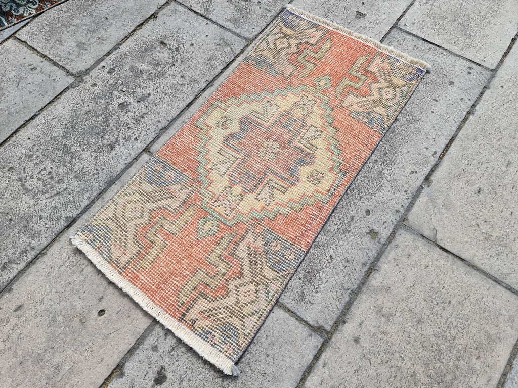 Vintage Turkish Mini Rug 1.4 x 3 ft