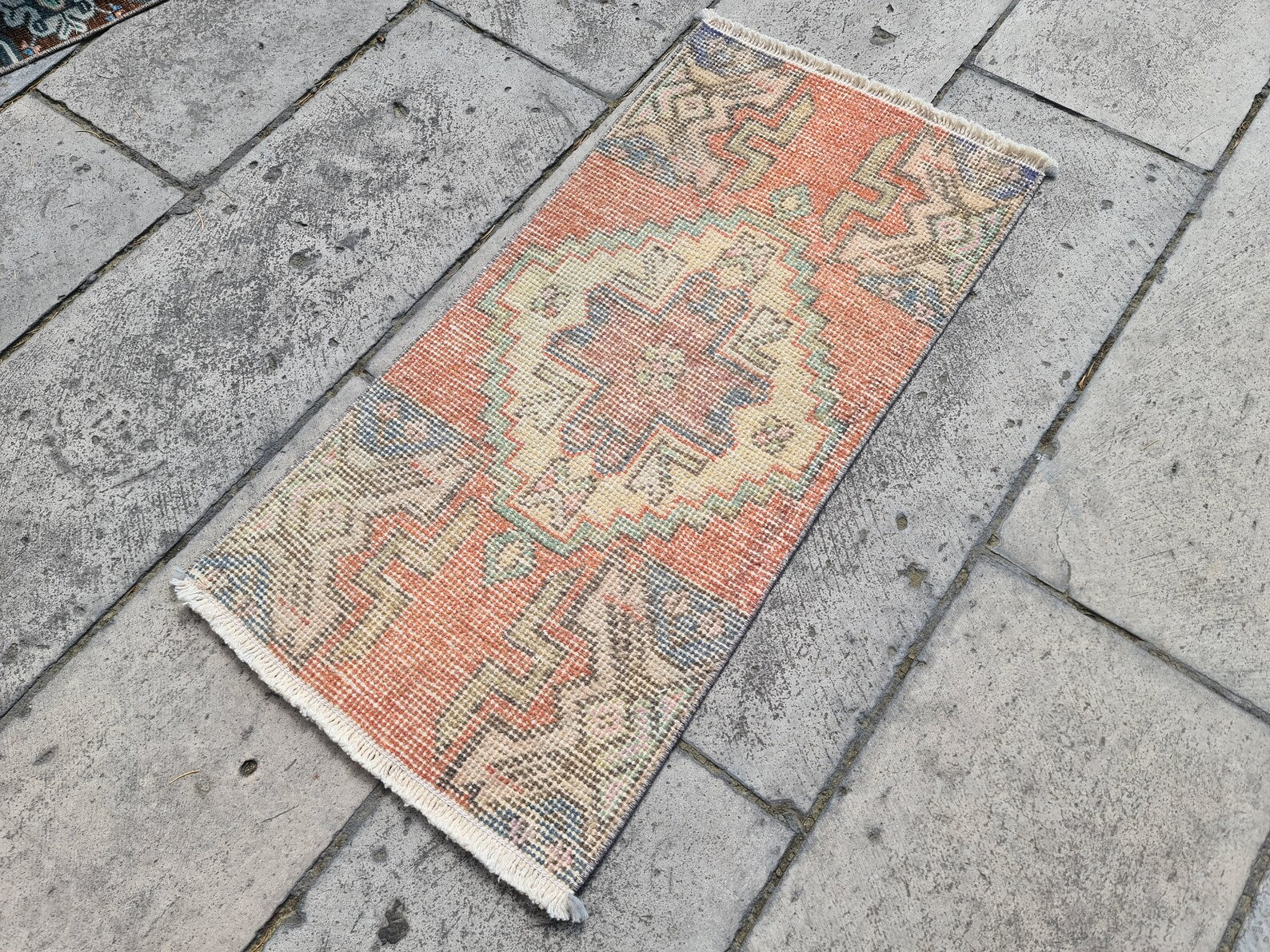 Vintage Turkish Mini Rug 1.4 x 3 ft