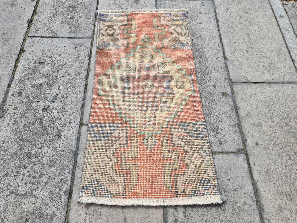 Vintage Turkish Mini Rug 1.4 x 3 ft