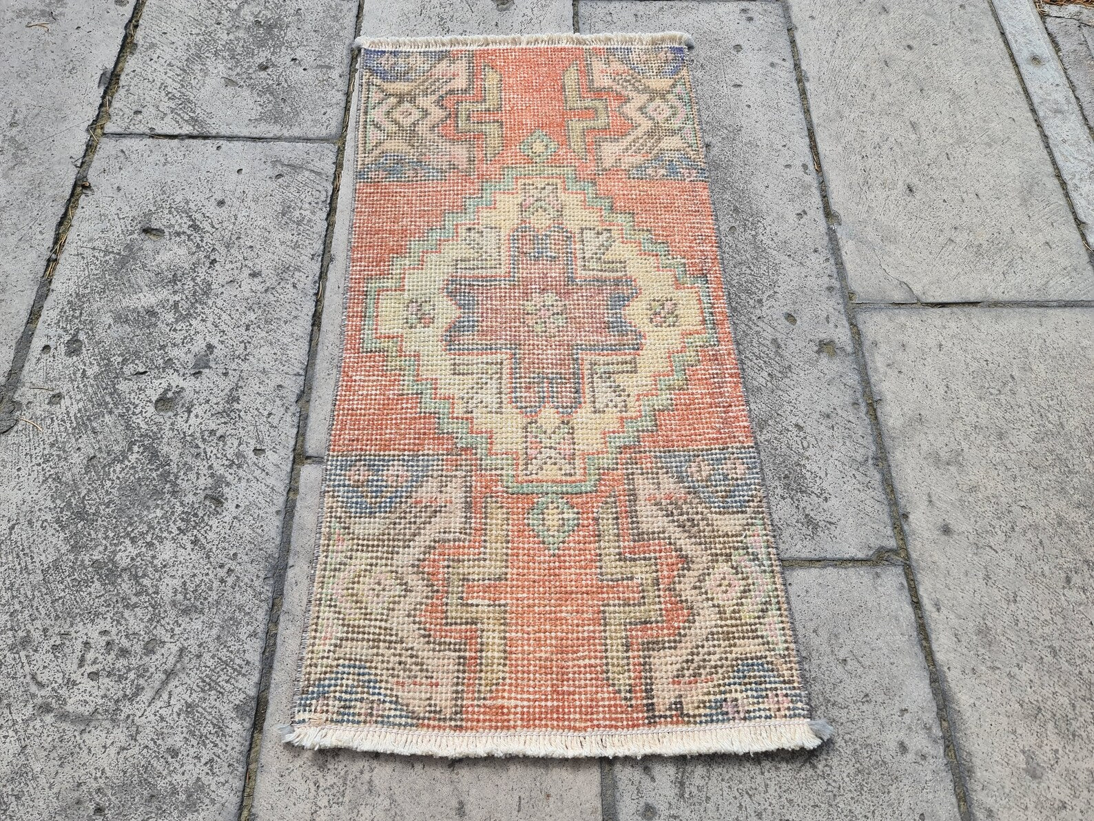 Vintage Turkish Mini Rug 1.4 x 3 ft