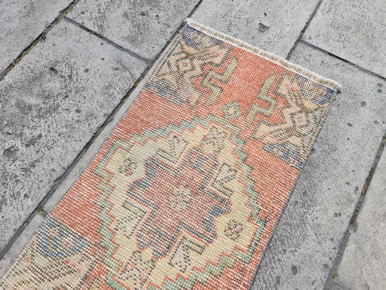 Vintage Turkish Mini Rug 1.4 x 3 ft