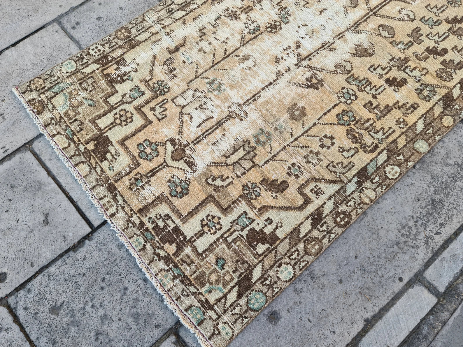 Vintage Turkish Runner Rug 3 x 9.6 ft