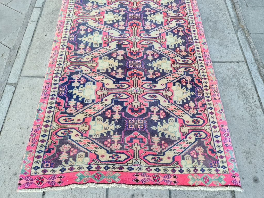 Vintage Turkish Runner Rug 3.7 x 9.5 ft