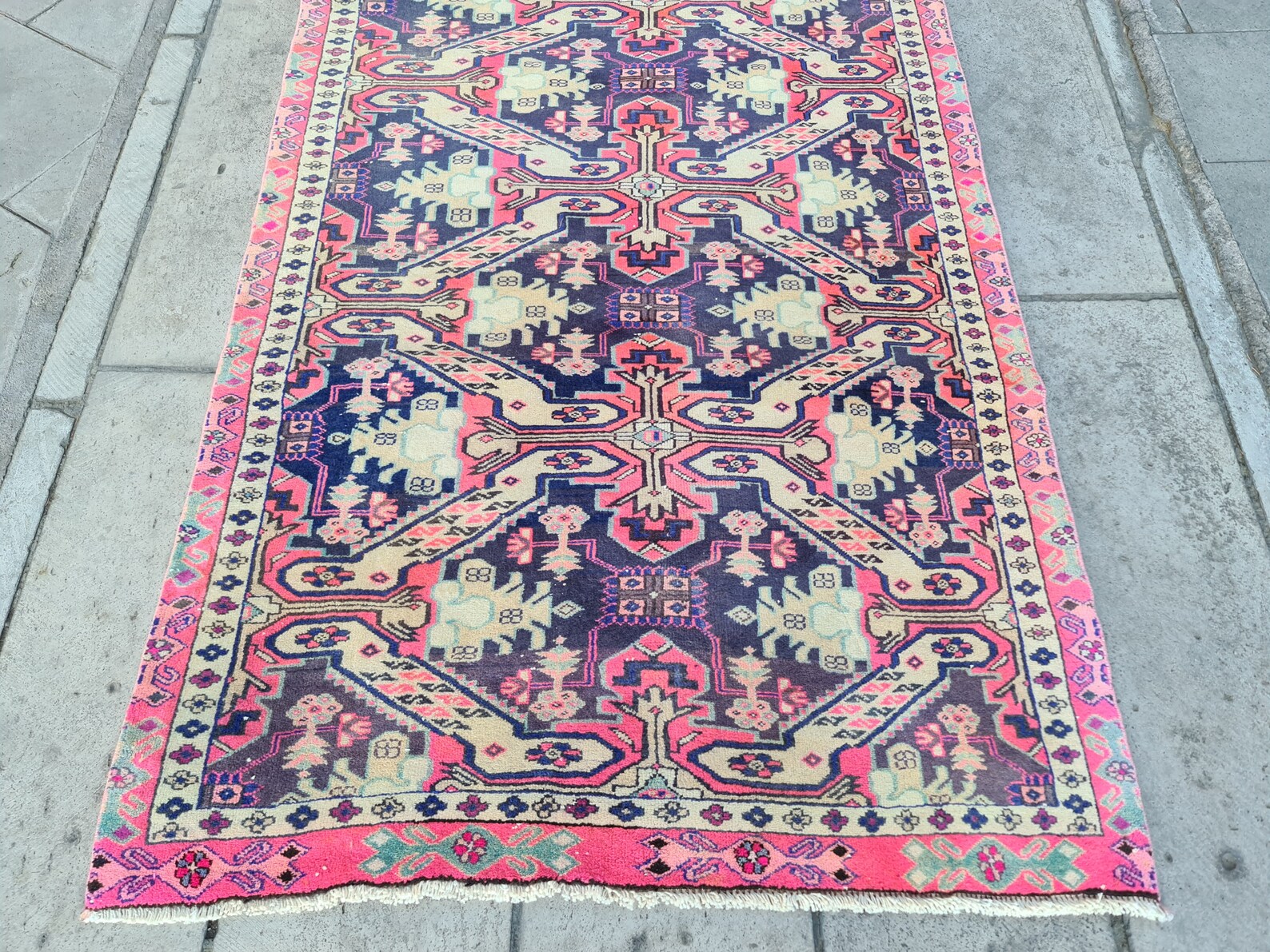 Vintage Turkish Runner Rug 3.7 x 9.5 ft