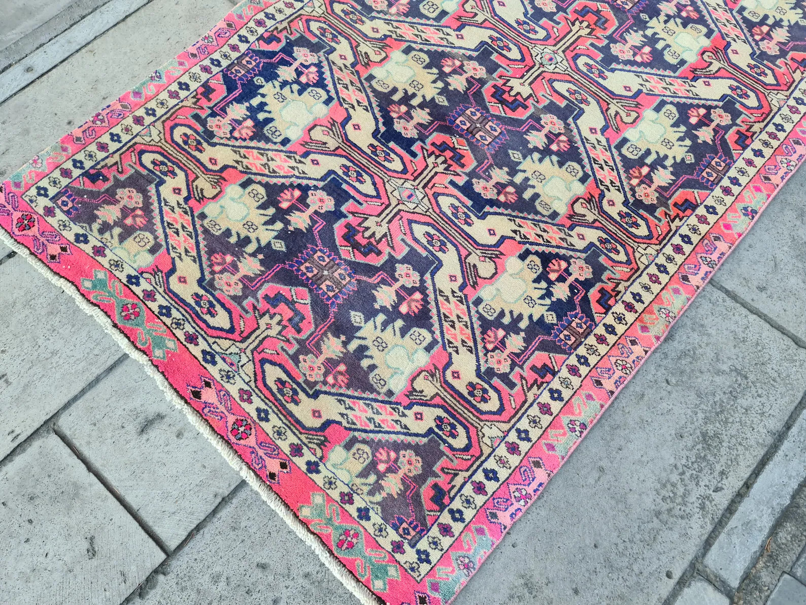 Vintage Turkish Runner Rug 3.7 x 9.5 ft