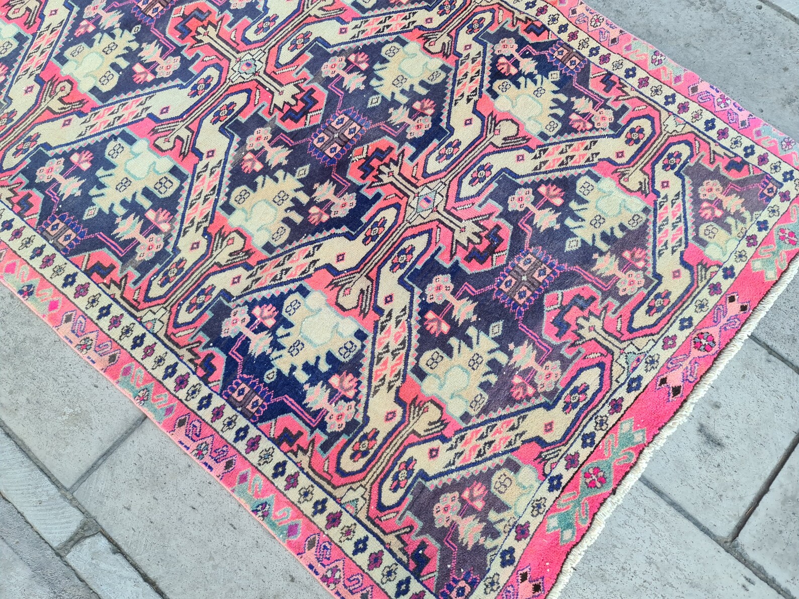 Vintage Turkish Runner Rug 3.7 x 9.5 ft