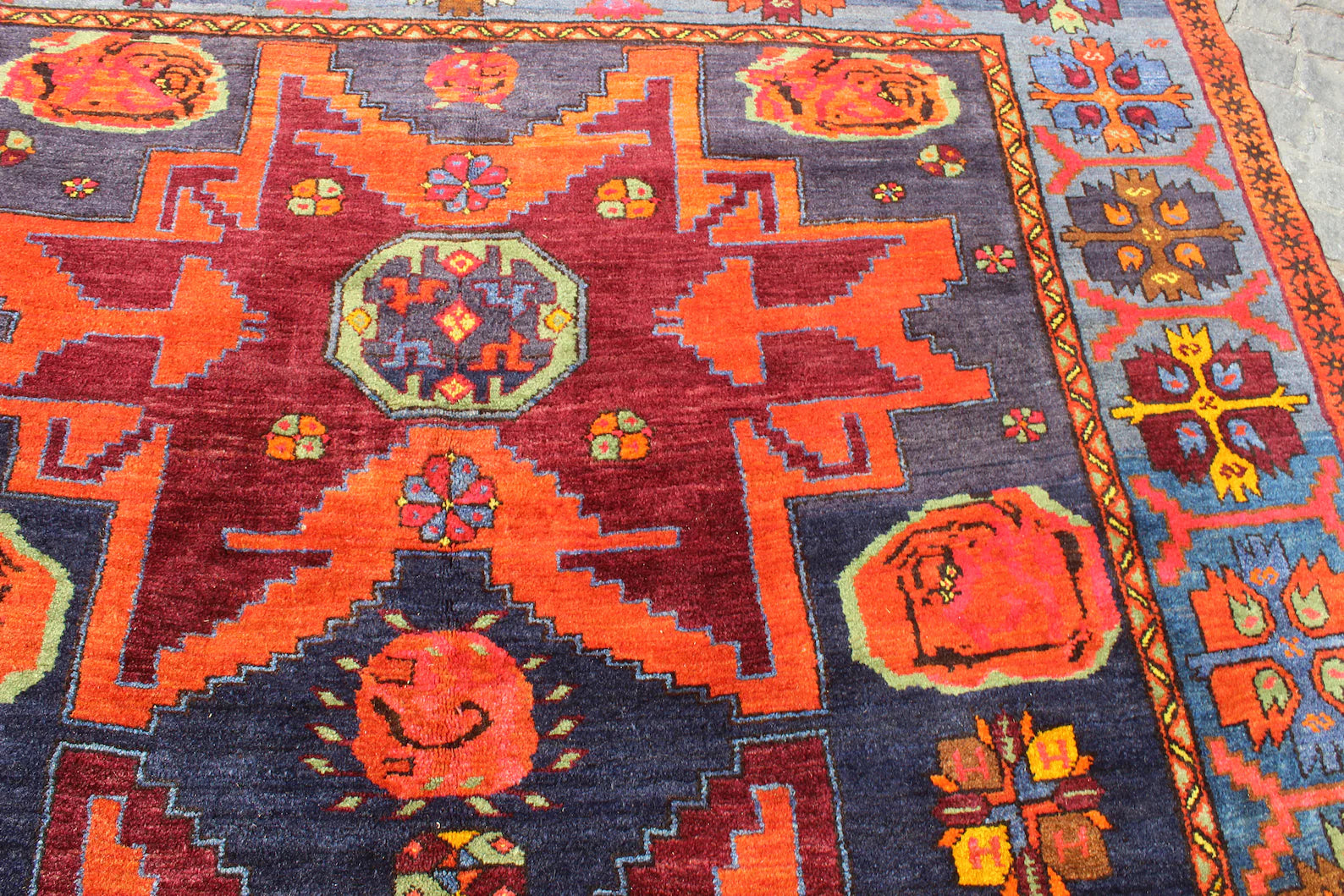 XL Vintage Soumak Accent Area Rug 6.6 x 11.3 ft