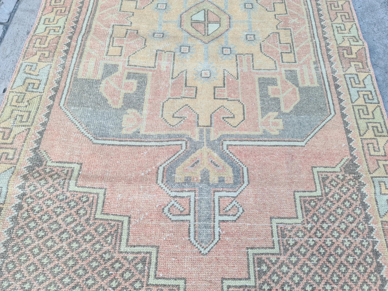 Vintage Turkish Accent Area rug 4 x 8.3 ft