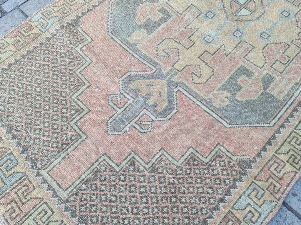 Vintage Turkish Accent Area rug 4 x 8.3 ft
