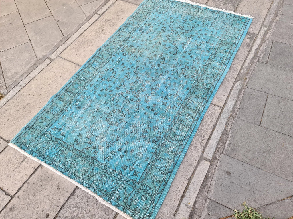 Vintage Turkish Accent Area rug 3.7 x 6.8 ft