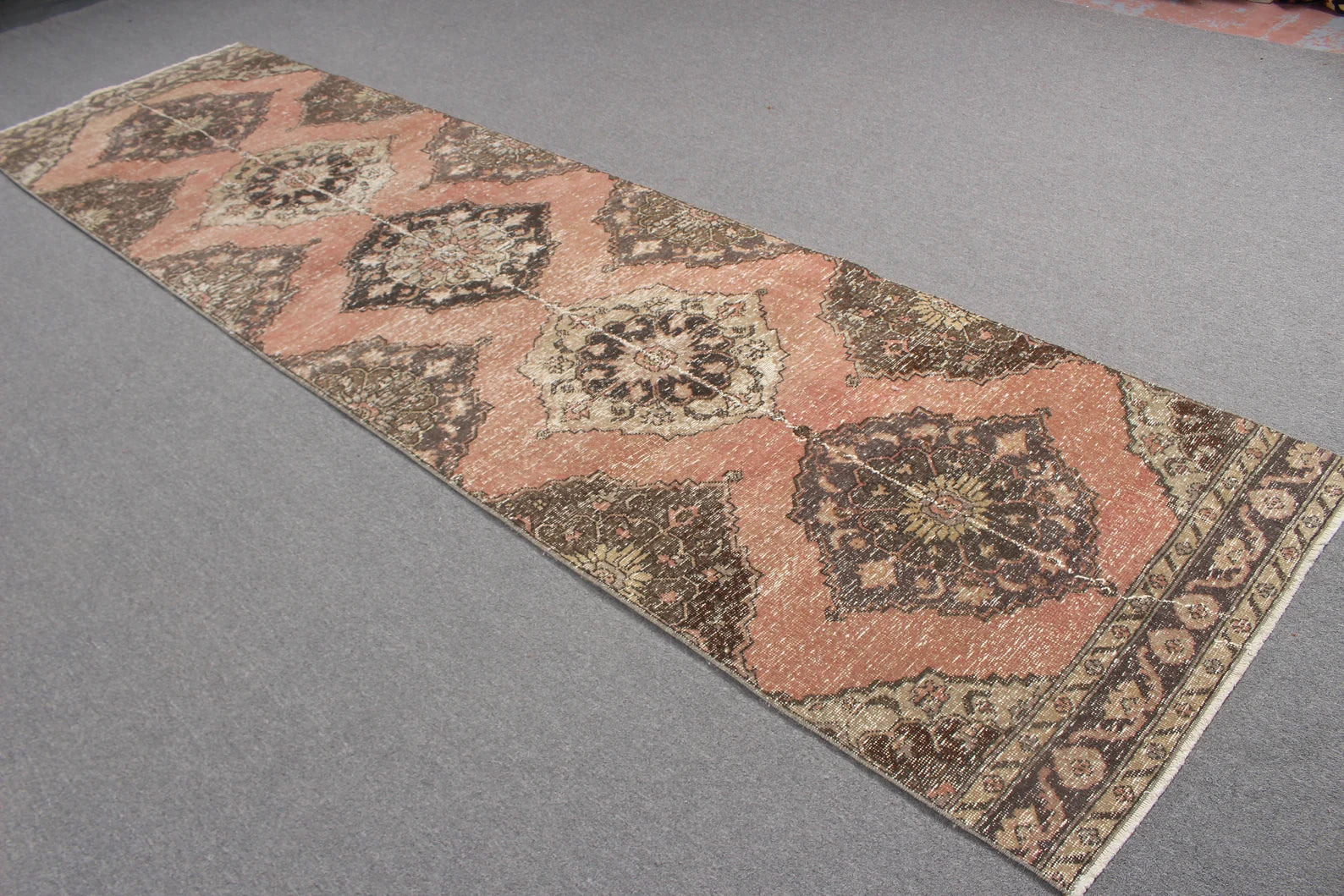 Vintage Turkish Runner Rug 3.2 x 12.1 ft