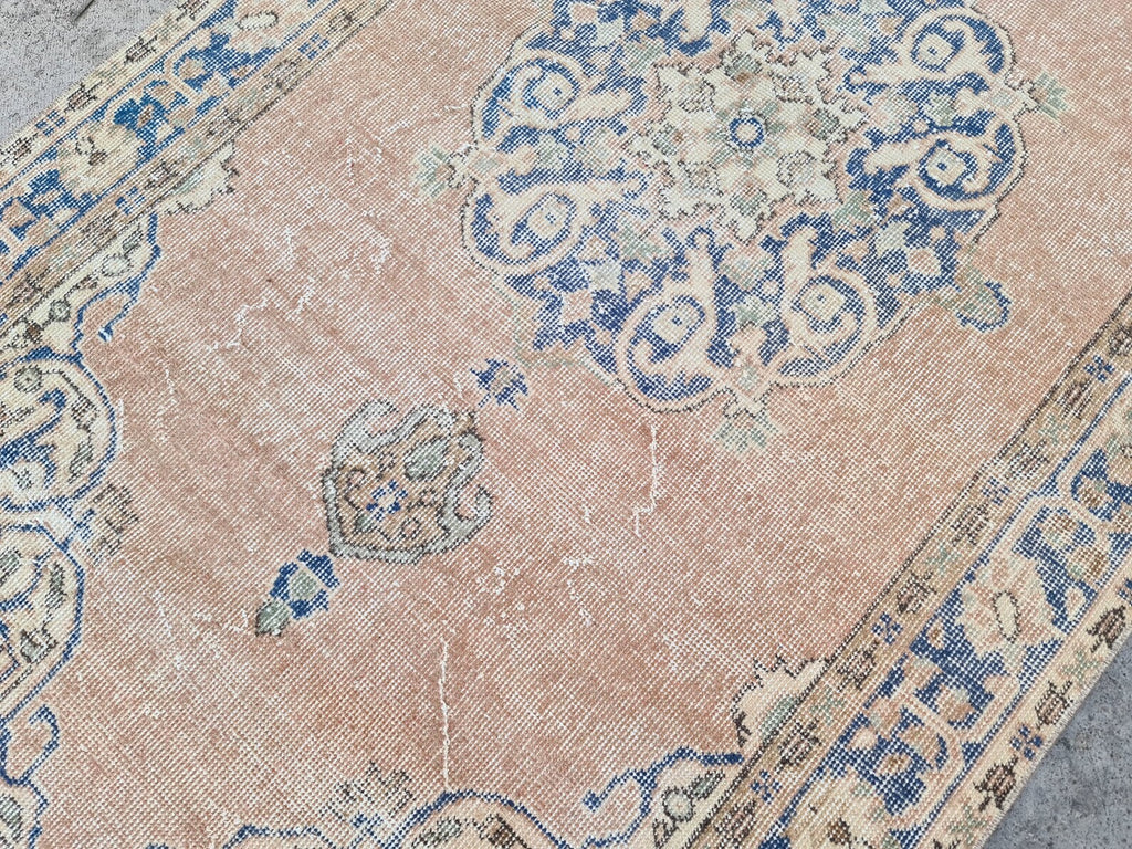 Vintage Turkish Accent Area rug 3.7 x 7.2 ft