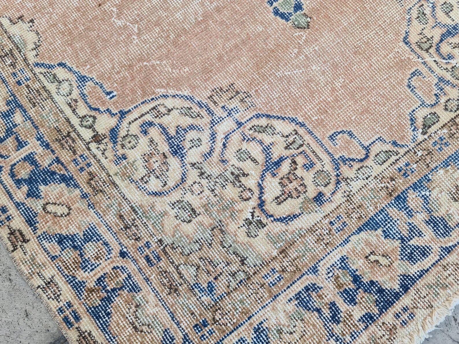 Vintage Turkish Accent Area rug 3.7 x 7.2 ft