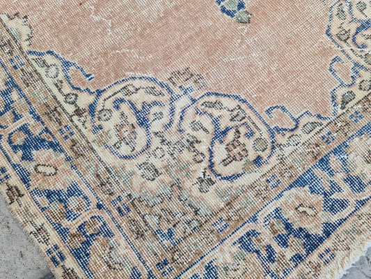 Vintage Turkish Accent Area rug 3.7 x 7.2 ft