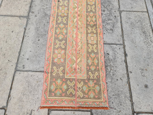 Vintage Turkish Runner Rug 1.7 x 10.9 ft