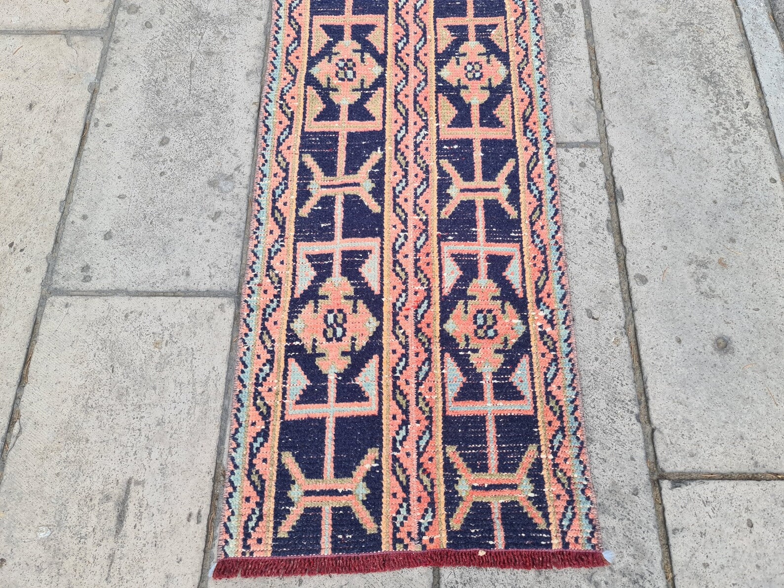 Vintage Turkish Runner Rug 1.7 x 10 ft