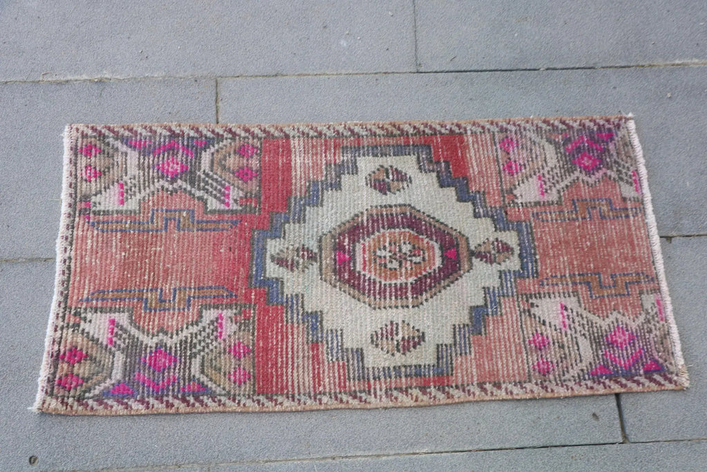 Vintage Turkish Mini Rug 1.4 x 2.9 ft