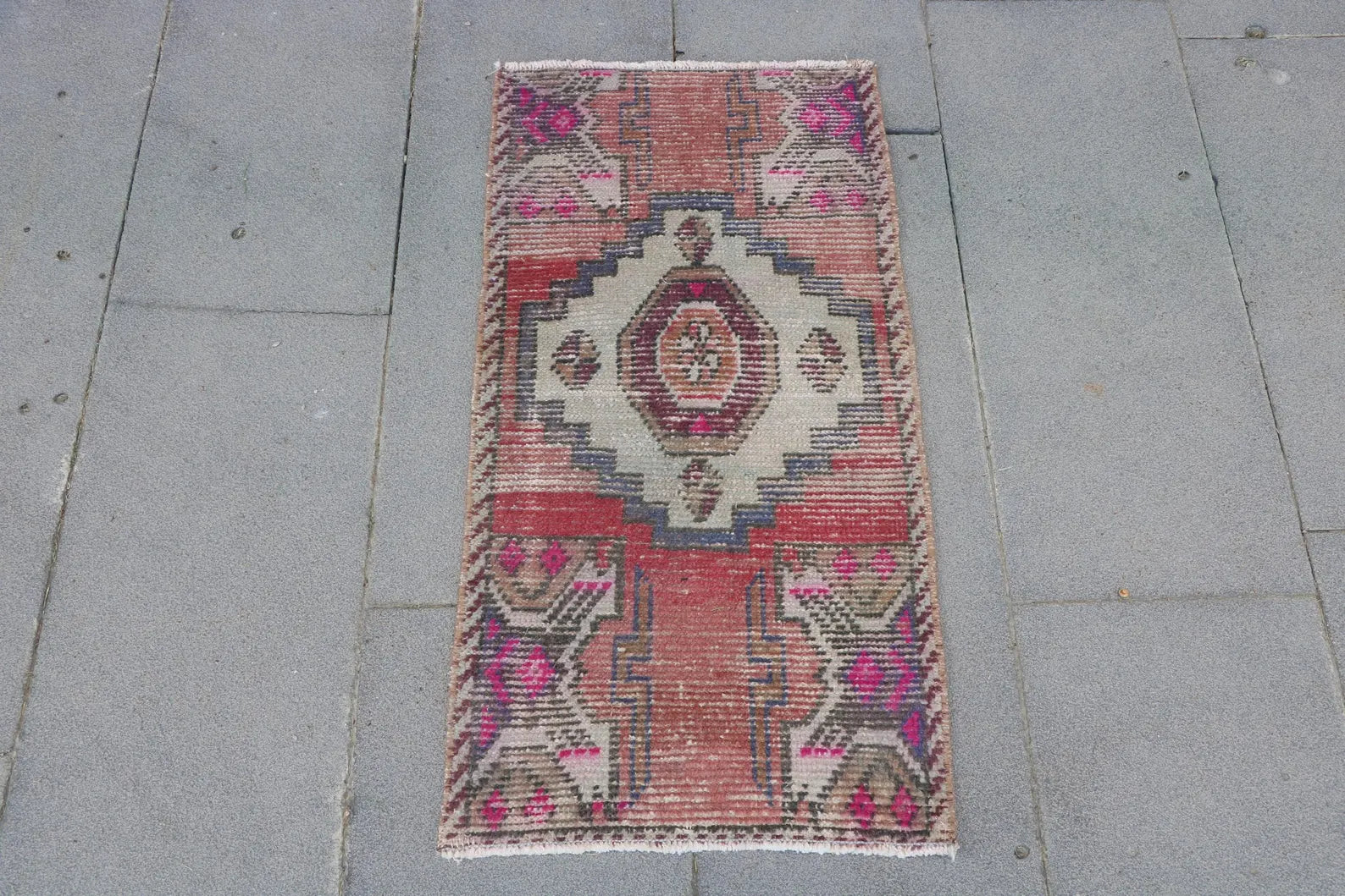 Vintage Turkish Mini Rug 1.4 x 2.9 ft