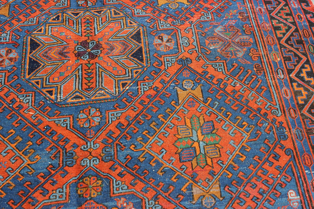 XL Vintage Soumak Accent Area Rug 7.2 x 11.5 ft
