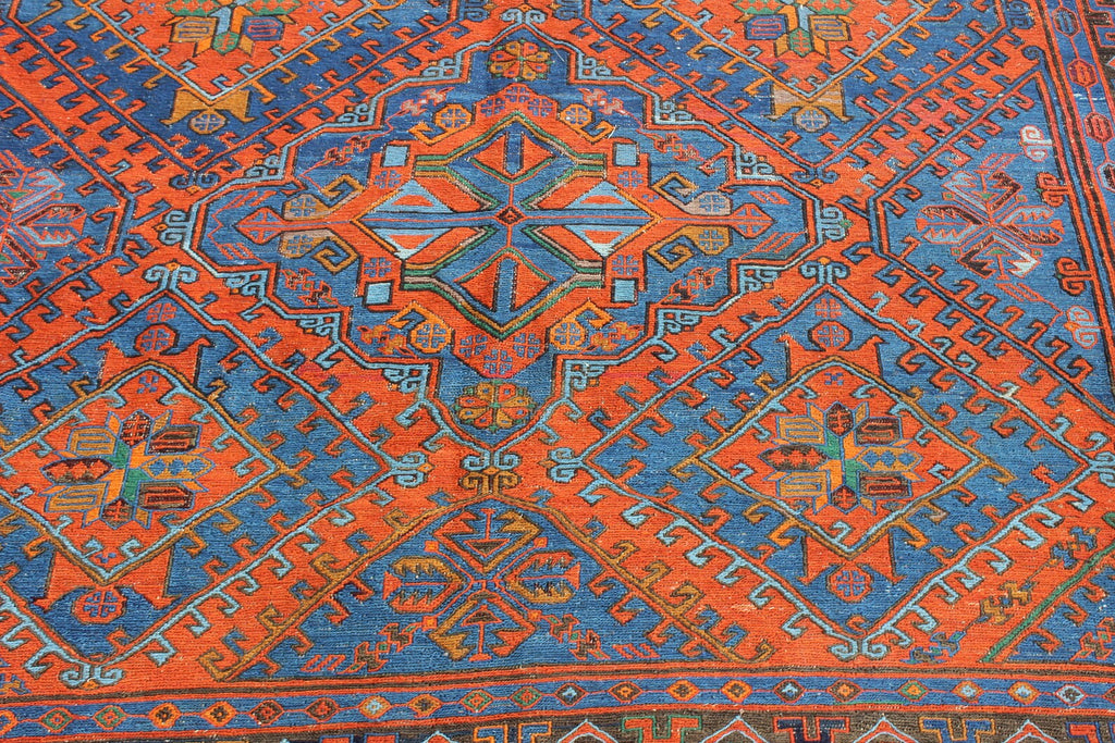 XL Vintage Soumak Accent Area Rug 7.2 x 11.5 ft