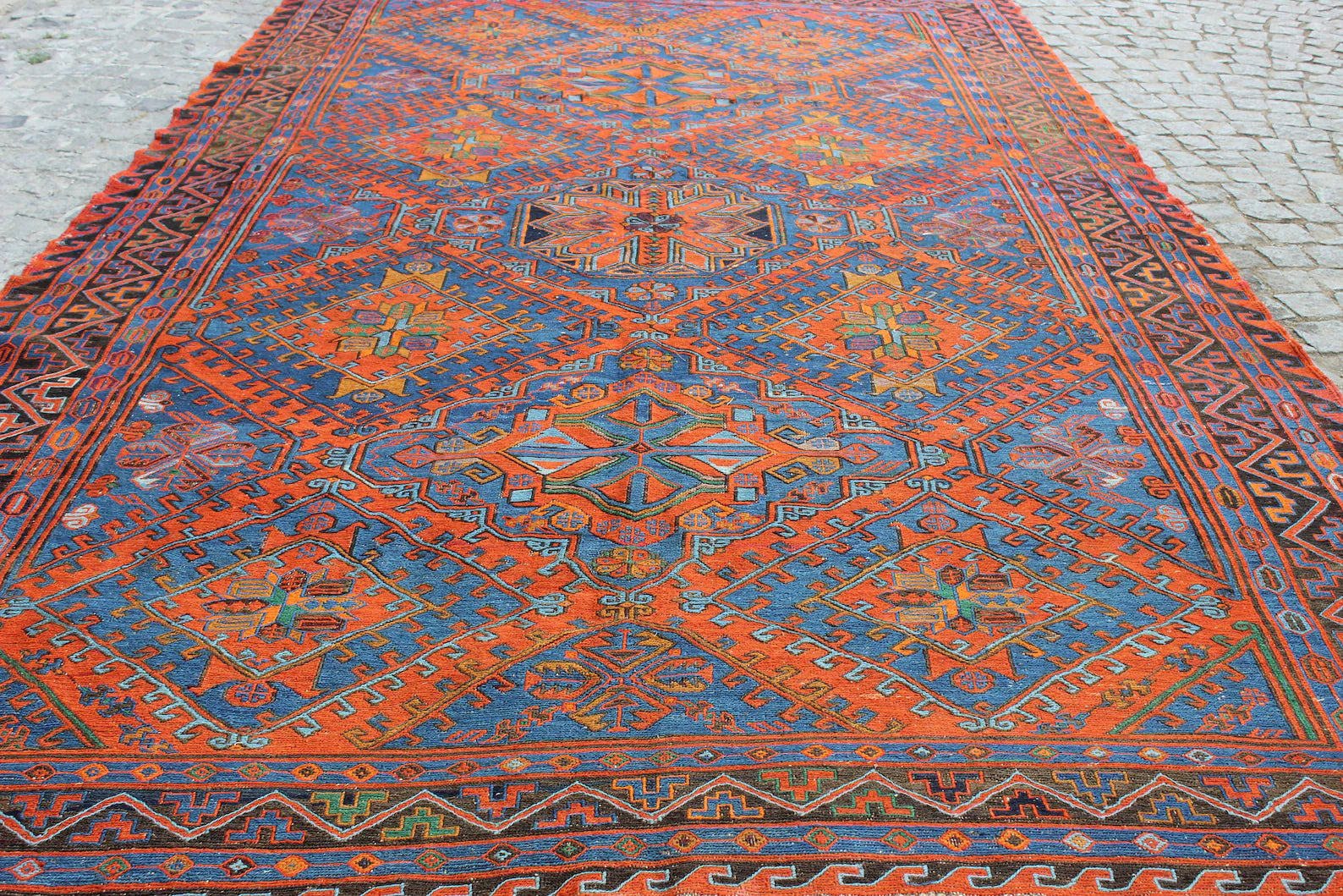 XL Vintage Soumak Accent Area Rug 7.2 x 11.5 ft