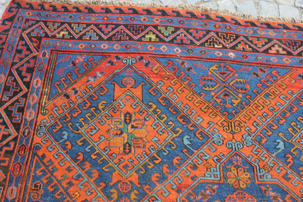 XL Vintage Soumak Accent Area Rug 7.2 x 11.5 ft