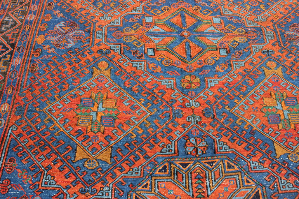 XL Vintage Soumak Accent Area Rug 7.2 x 11.5 ft