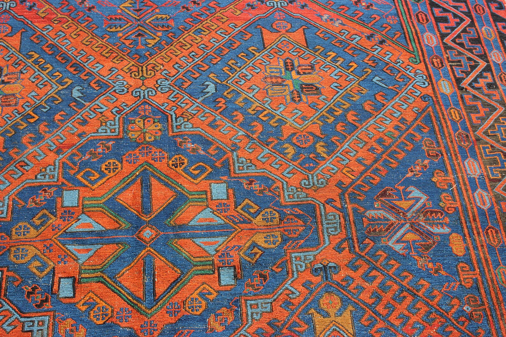 XL Vintage Soumak Accent Area Rug 7.2 x 11.5 ft