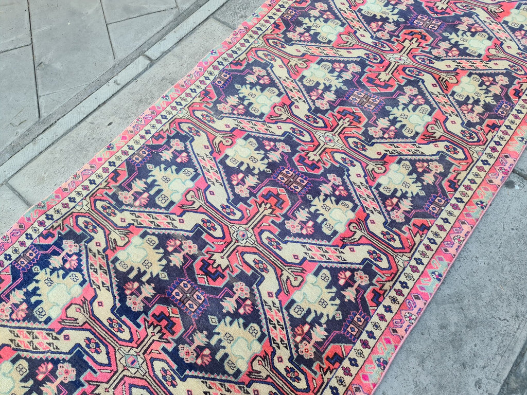 Vintage Turkish Runner Rug 3.7 x 9.5 ft