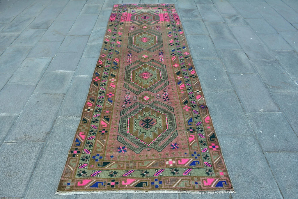 Vintage Persian Runner Rug 3.4 x 10.5 ft