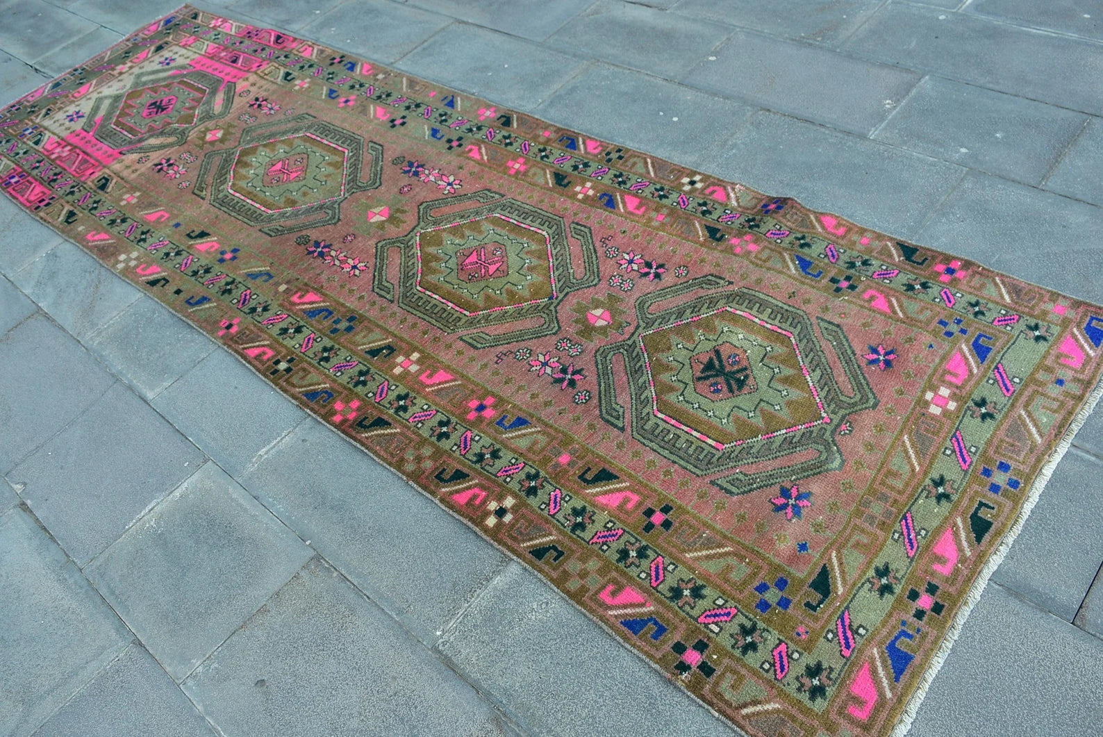 Vintage Persian Runner Rug 3.4 x 10.5 ft