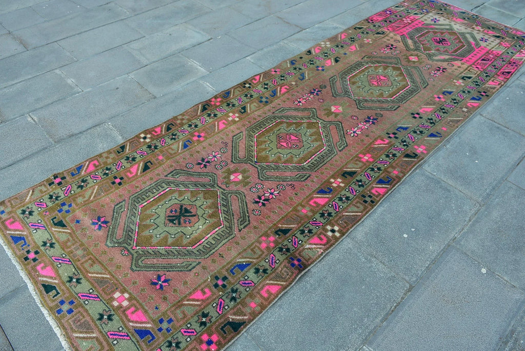 Vintage Persian Runner Rug 3.4 x 10.5 ft