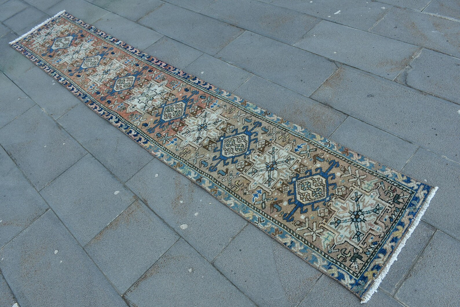Vintage Persian Runner Rug 1.7 x 9.8 ft