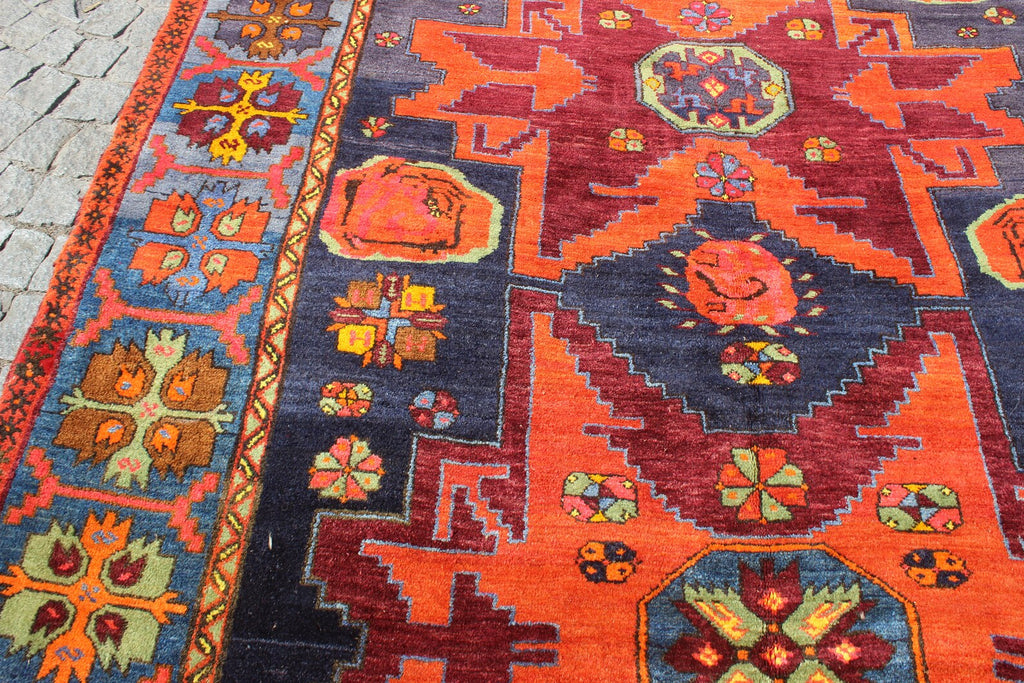 XL Vintage Soumak Accent Area Rug 6.6 x 11.3 ft